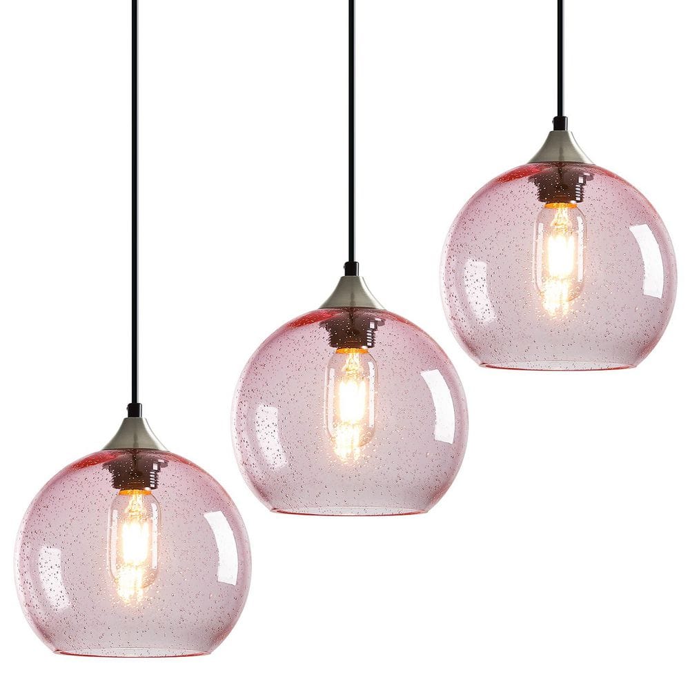 Home Lighting ‎60 Watts 1 Light 7. 87in Pink Glass Pendant Light for Dining Room Bedroom, No Bulbs Included, 3Pack price history on PriceWatchPro