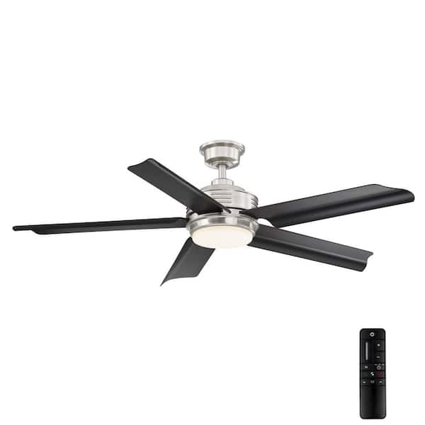 Home Decorators Collection Hansfield 56 in. LED Outdoor Brushed Nickel Ceiling Fan with Remote Control