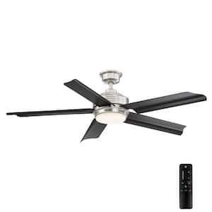 Hansfield 56 in. LED Outdoor Brushed Nickel Ceiling Fan with Remote Control