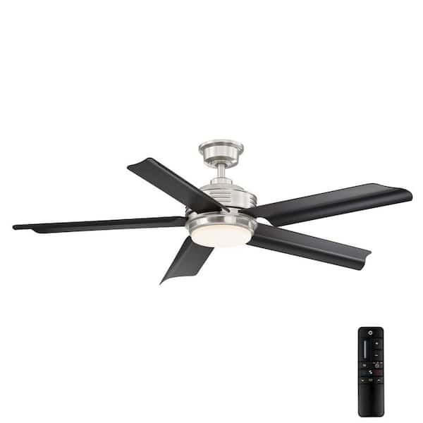 Hansfield 56 in. LED Outdoor Brushed Nickel Ceiling Fan with Remote Control