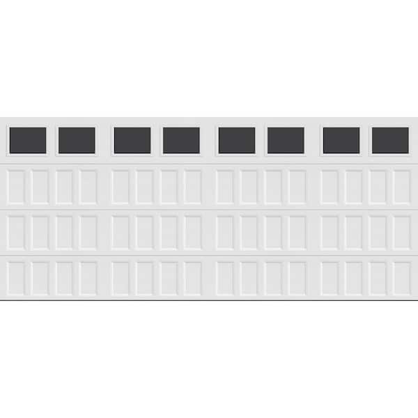 Bridgeport Steel Narrow Panel 16ft. X 7ft. Non-Insulated White Garage Door with plain windows
