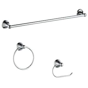 3 -Piece Bath Hardware Set with Included Mounting Hardware in Polished Chrome