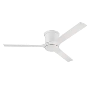 Burke 60 in. Indoor/Outdoor Flushmount White Finish Ceiling Fan with Smart Wi-Fi Enabled Remote and Integrated LED Light