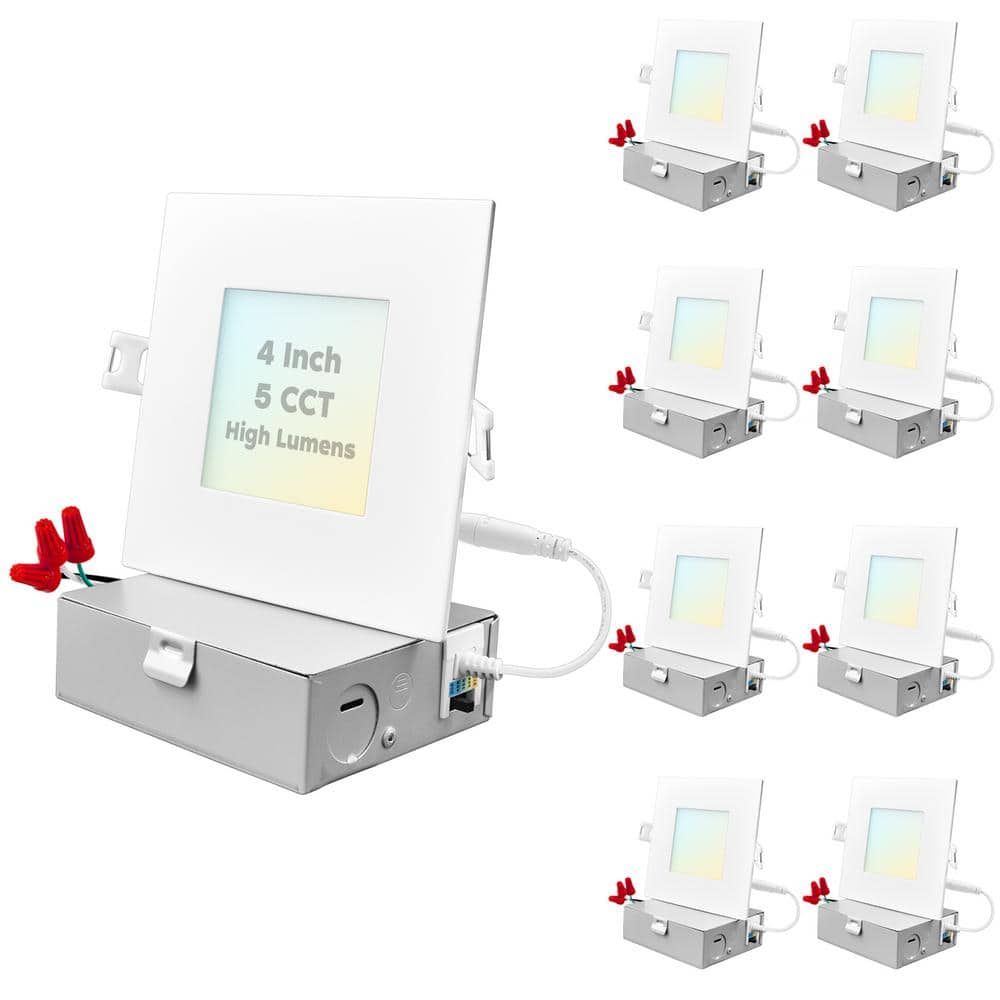 4 in. Ultra Thin Canless 12-Watt 5 Color Options New Construction Integrated LED Recessed Light Kit J-Box (8-Pack) price history on PriceWatchPro