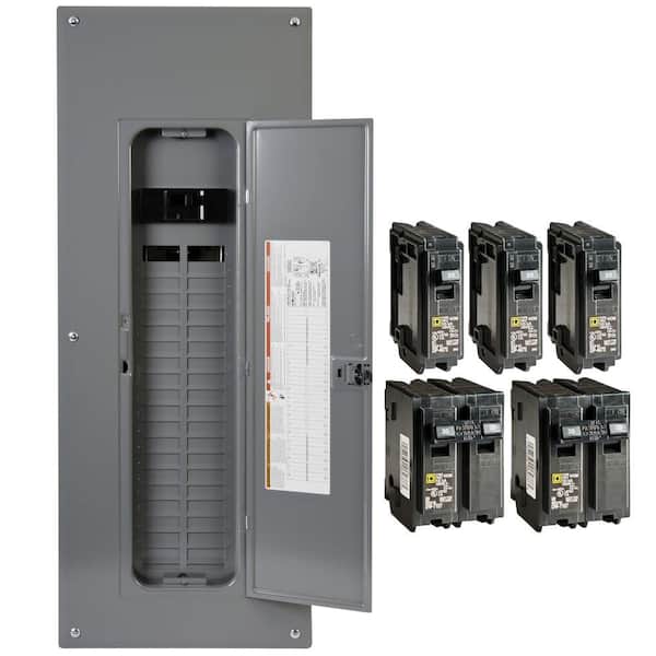 Square D Homeline 200 Amp 40-Space 80-Circuit Main Breaker Qwik-Grip Plug On Neutral Electrical Panel w/ Breakers, Cover-Value Pk