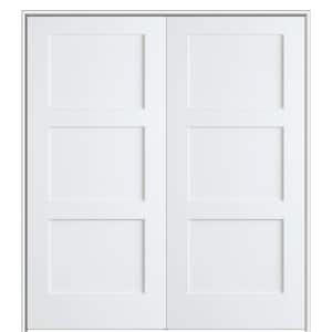 Shaker Flat Panel 36 in. x 80 in. Both Active Solid Core Primed Composite Double Prehung French Door w/ 4-9/16 in. Jamb
