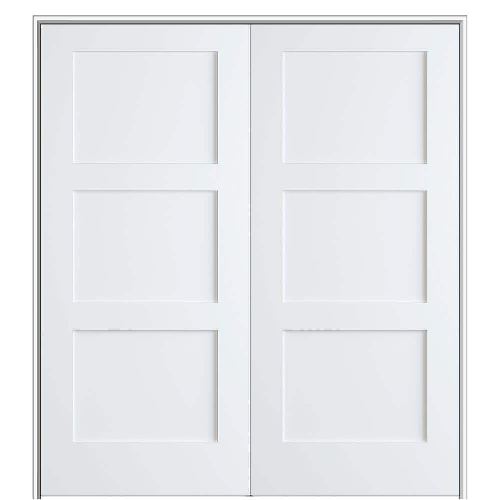Shaker Flat Panel 60 in. x 80 in. Both Active Solid Core Primed Composite Double Prehung French Door w/ 4-9/16 in. Jamb price history on PriceWatchPro
