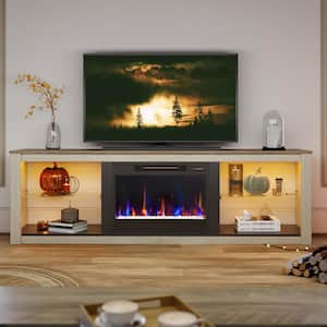 70.8 in. Light Grey TV Stand with Fireplace Fits TVs up to 75 in. LED Entertainment Center