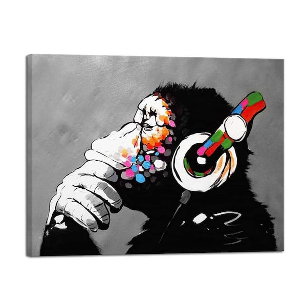 Unbranded Cool Banksy-Style Ape Graffiti Abstract Canvas Art - Wall Decor for Living Room and Office