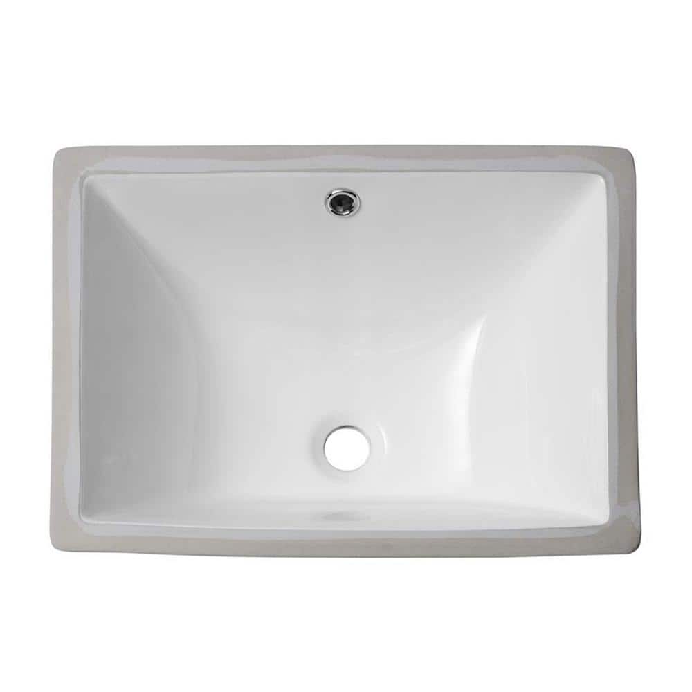 18.5" White Ceramic Rectangle Undermount Bathroom Sink