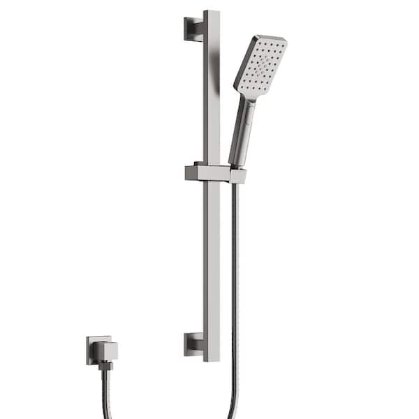 EVERSTEIN 3-Spray Dual Wall Mount Fixed and Handheld Shower Head with Slide Bar 2.5 GPM in Brushed Nickel