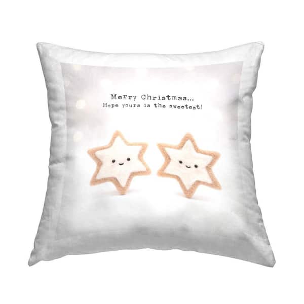 Stupell Industries Sweetest Christmas Cookies Off-White Print Polyester 18 in. x 18 in. Throw Pillow