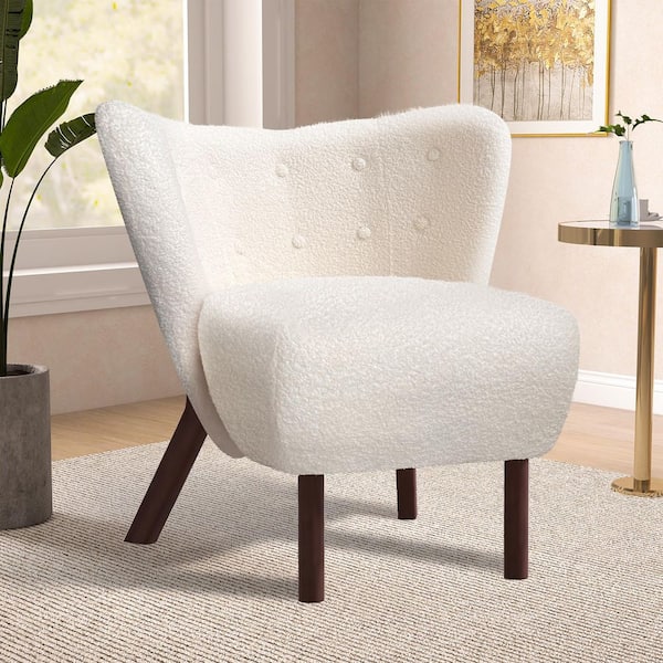 Beige Modern Accent Chair Comfy Lounge Chair Upholstered Side Chair