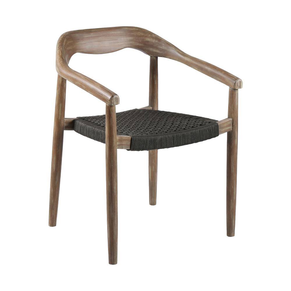 Santo Eucalyptus Wood and Charcoal Rope Arm Chair Set