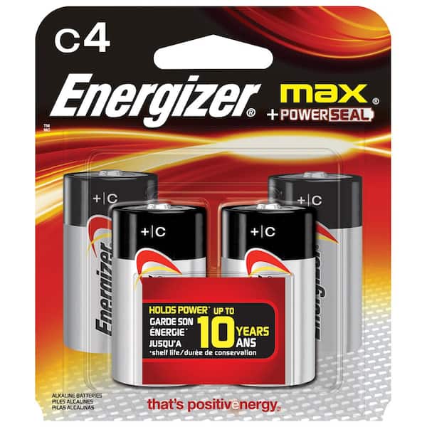 Energizer MAX C Batteries (4-Pack), C Cell Alkaline Batteries