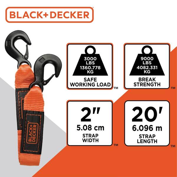 thumbnail image 2 of Heavy Duty 2-inch X 20-foot Tow Strap - 10,000lb Break Strength With Forged Steel Hooks For Vehicle Recovery 2 of 6