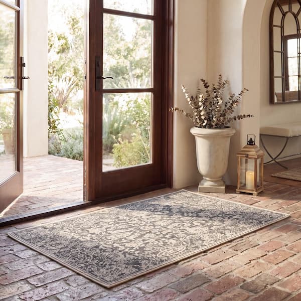 Reflection 2 ft. x 3 ft. Dark Gray/Cream Persian Area Rug