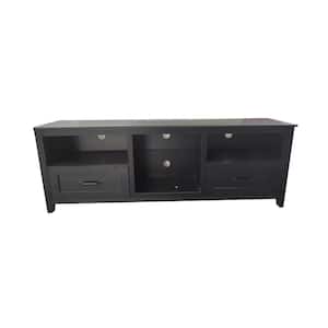 70 in. The Black TV Stand Fits Up To 60 in. with 4-Open Storage Racks and 2-Drawers
