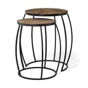 Mariana Brown Round Wood Accent Table (2-Pieces)