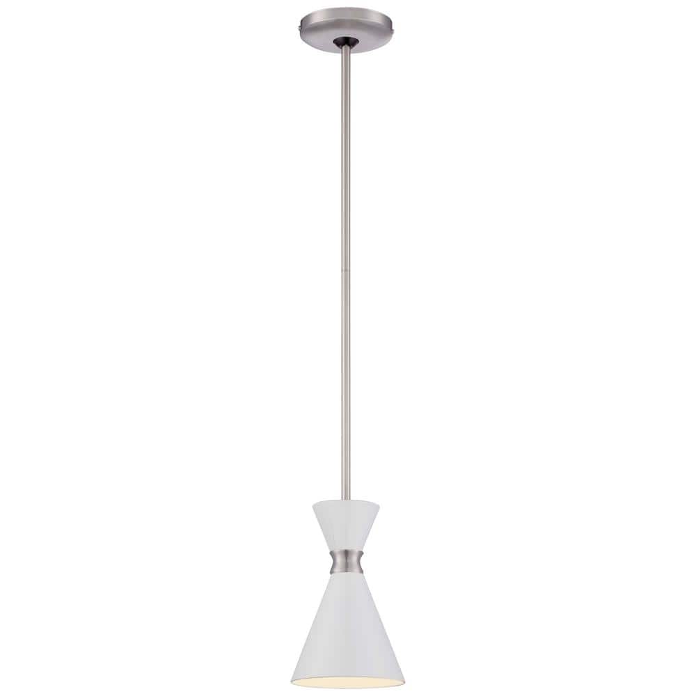 Conic 1-Light Brushed Nickel Mini Pendant with Glitter Gloss White Shade price history on PriceWatchPro