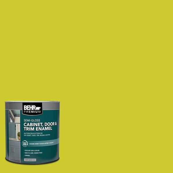 BEHR PREMIUM 1 qt. #S-G-400 Lime Pop Semi-Gloss Enamel Interior/Exterior Cabinet, Door & Trim Paint