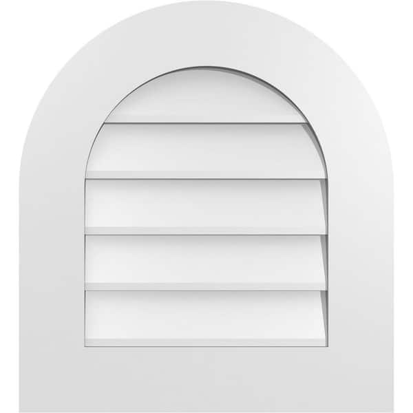 Ekena Millwork 20 in. x 22 in. Round Top Surface Mount PVC Gable Vent: Decorative with Standard Frame