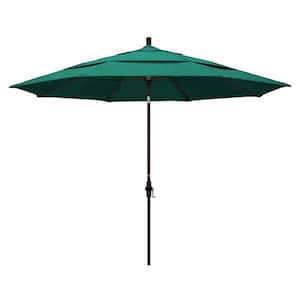 11 ft. Bronze Aluminum Market Patio Umbrella with Crank Lift in Spectrum Aztec Sunbrella