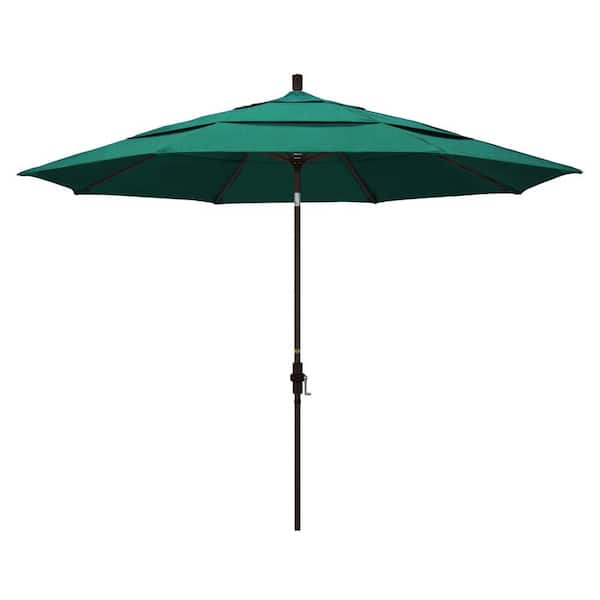 California Umbrella 11 ft. Bronze Aluminum Market Patio Umbrella with Crank Lift in Spectrum Aztec Sunbrella