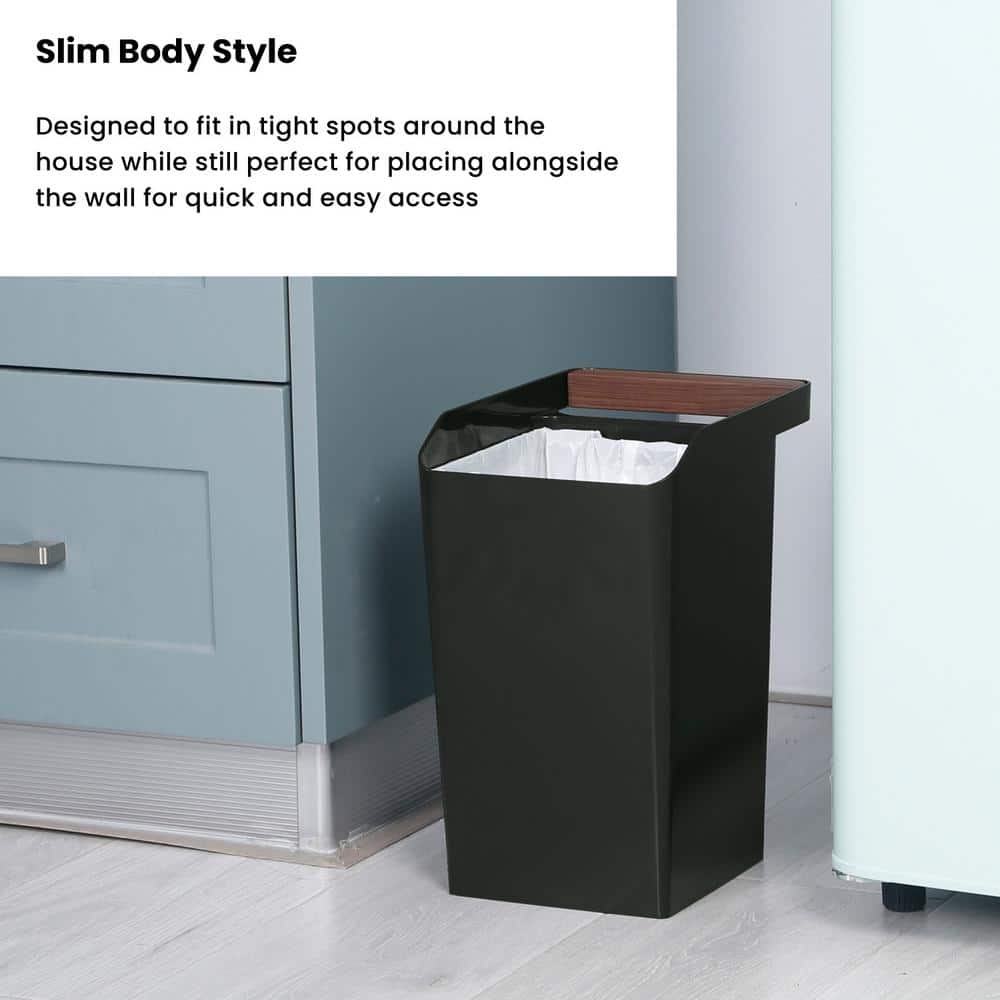 2 Gallon Black Plastic Square Trash Can Set with Handle