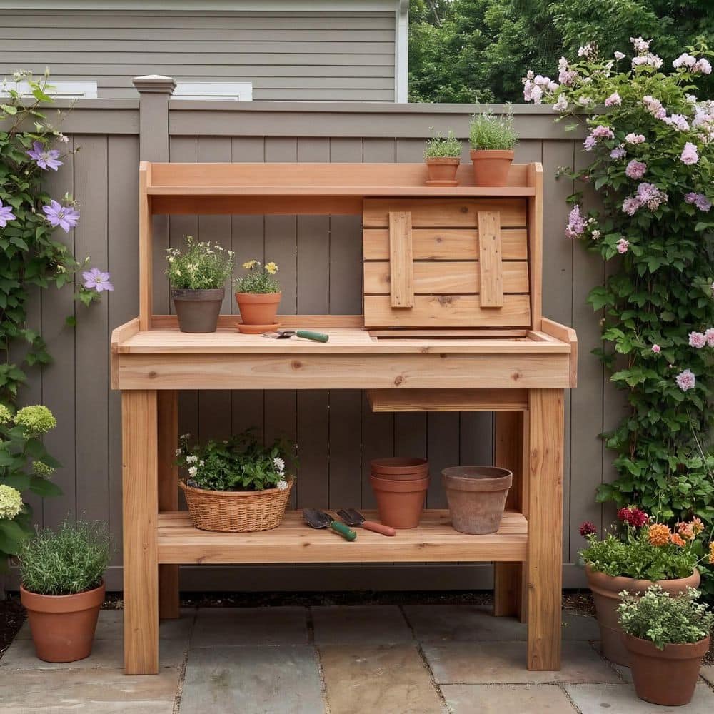 Outdoor Living Today 4 ft. x 2 ft. Western Red Cedar Potting Bench