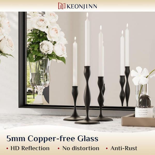 KeonJinn 72 in. W x 36 in. H Rectangular Framed Black Mirrors for