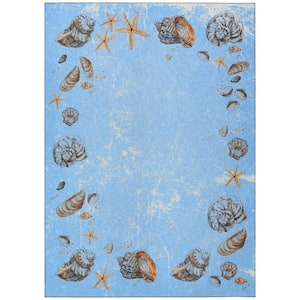 Surfside 8 ft. x 10 ft. Blue Geometric Indoor/Outdoor Area Rug