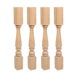 35.25 in. x 3.75 in. Unfinished Solid North American Hardwood Plain Full Round Kitchen Island Leg (4-Pack)