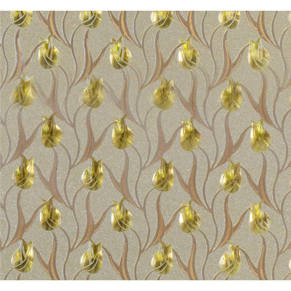 Tulips Gold, Green, Yellow Vinyl Strippable Roll (Covers 26.6 sq. ft.)