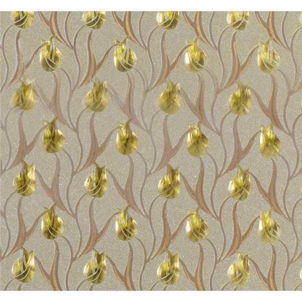 Dundee Deco Tulips Gold, Green, Yellow Vinyl Strippable Roll (Covers 26.6 sq. ft.)