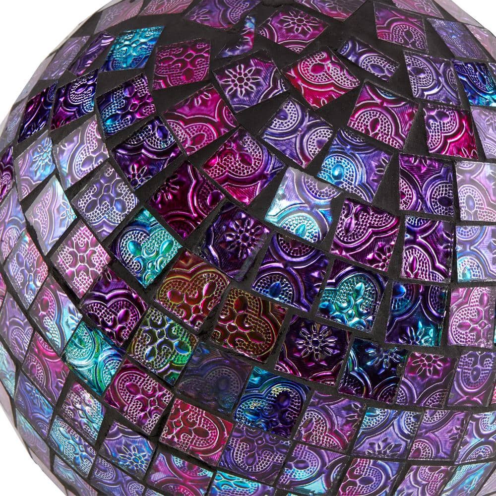 10" Purple Embossed Glass Mosaic Gazing Globe