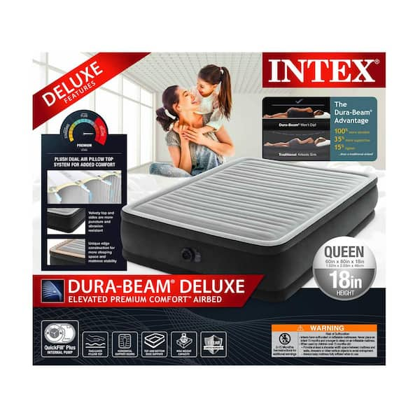 Elevated Dura Beam Fiber Tech Airbed with Built-In Pump, Queen Size