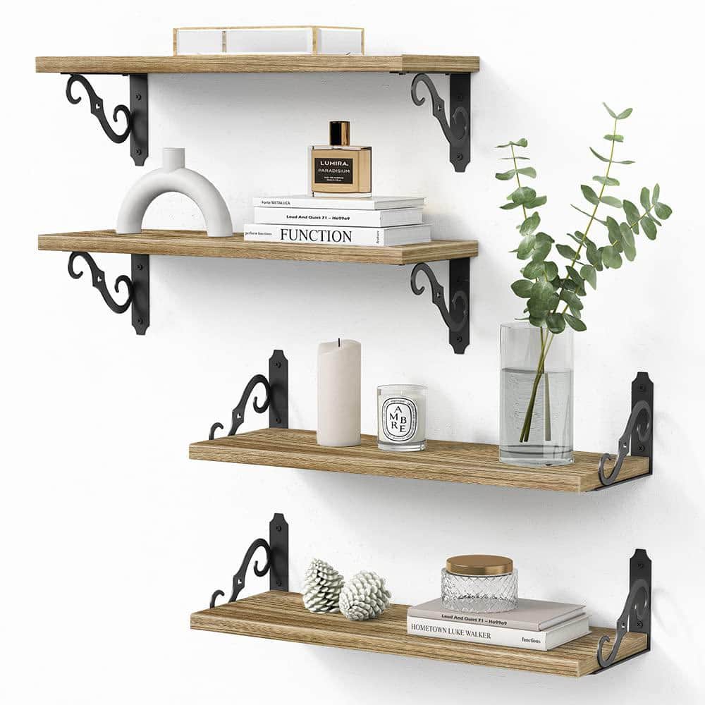 17 in. W x 6 in. D Wood Decorative Wall Shelf Set of 4 NY4PC17-4 - The ...