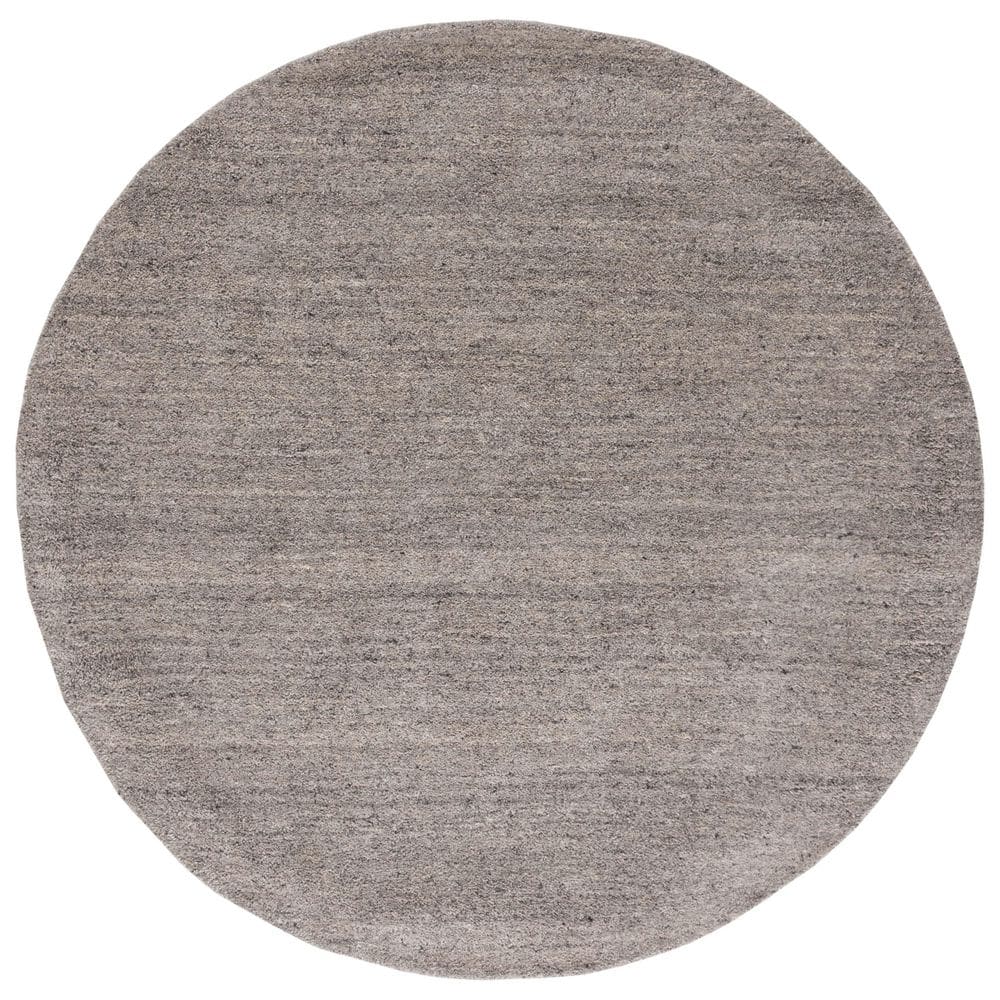 SAFAVIEH Himalaya Light Grey 7 ft. x 7 ft. Solid Color Round Area Rug ...