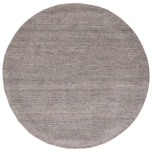 Himalaya Light Grey 7 ft. x 7 ft. Solid Color Round Area Rug