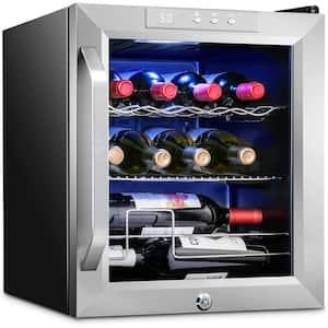 Wine Fridge, Single Zone 12-Bottle Free Standing Wine Cooler with Lock