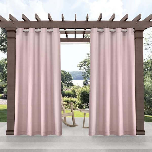 EXCLUSIVE HOME Delano Blush Solid Light Filtering Grommet Top Indoor/Outdoor Curtain, 54 in. W x 120 in. L (Set of 2)