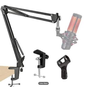 Upgraded Adjustable Microphone Suspension Boom Scissor Arm Stand With Shock Mount Mic Clip Holder