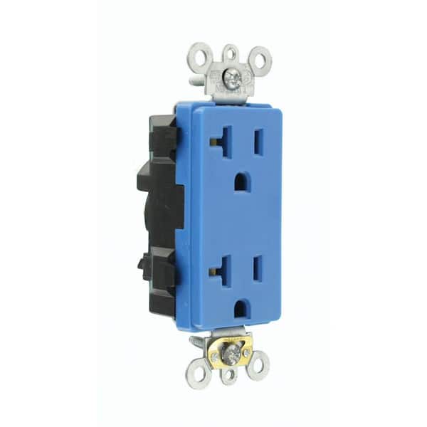 Leviton Decora Plus 20 Amp 125 V Lev-Lok Modular Duplex Outlet/Receptacle, Blue (1-Pack) M1636-B