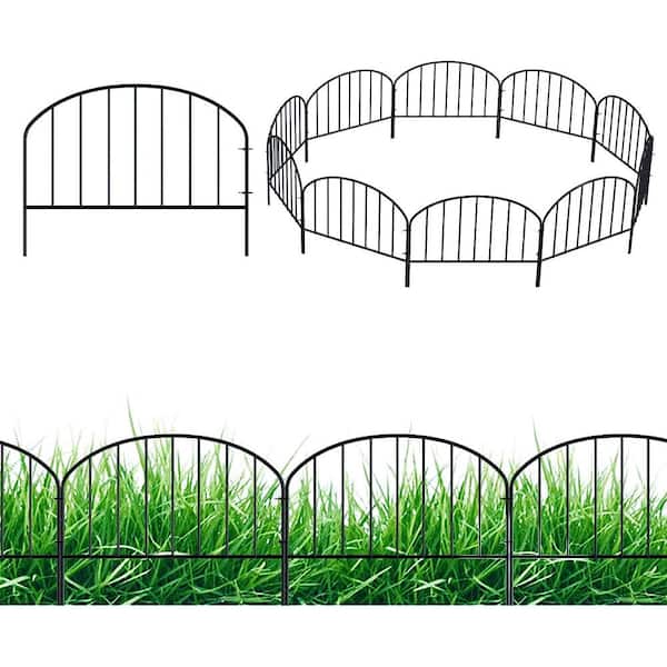 Oumilen 12.4 in. H x 24.5 ft. L, Black Metal 18 Panels No Dig Garden Fence Animal Barrier Decorative Border Garden Fence