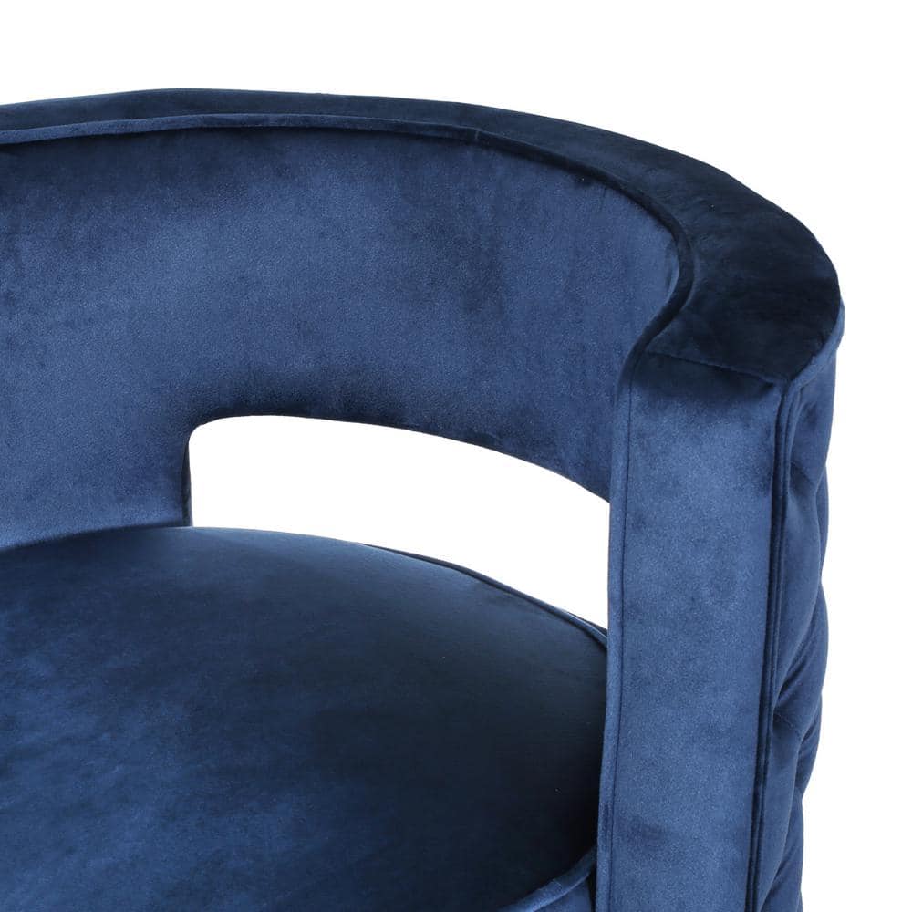 Cobalt and Copper Velvet Swivel Club Chair with Open Back