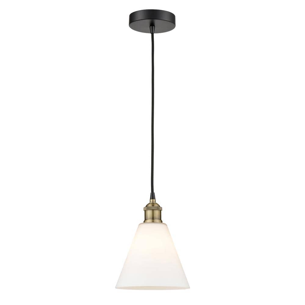 Berkshire 100-Watt 1-Light Black Antique Brass Standard Mini Pendant Light with Painted Glass Shade, No Bulbs Included price history on PriceWatchPro