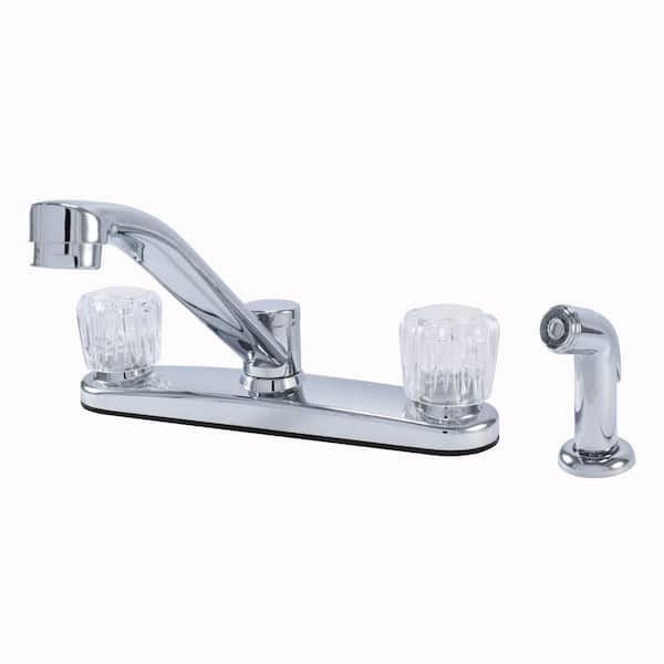 WASSERMAN FAUCETS Dual Acrylic Handle Traditional Spout Kitchen Faucet with Optional Side Sprayer in Chrome