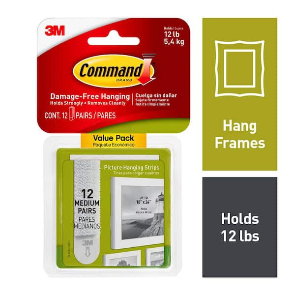 Command 3 lbs. White Medium Picture Hanging Adhesive Strips (12-Pairs)