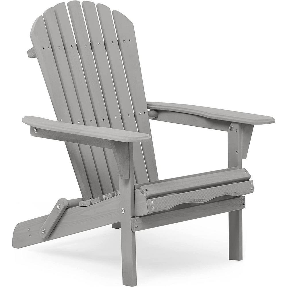 Gray Solid Wood Folding Adirondack Chair Set with Arms